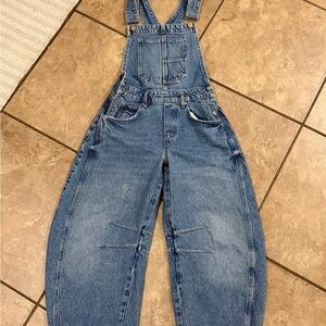 Free People Blue Denim Jeans Overalls - Ultra Light Beam- Size XS Short